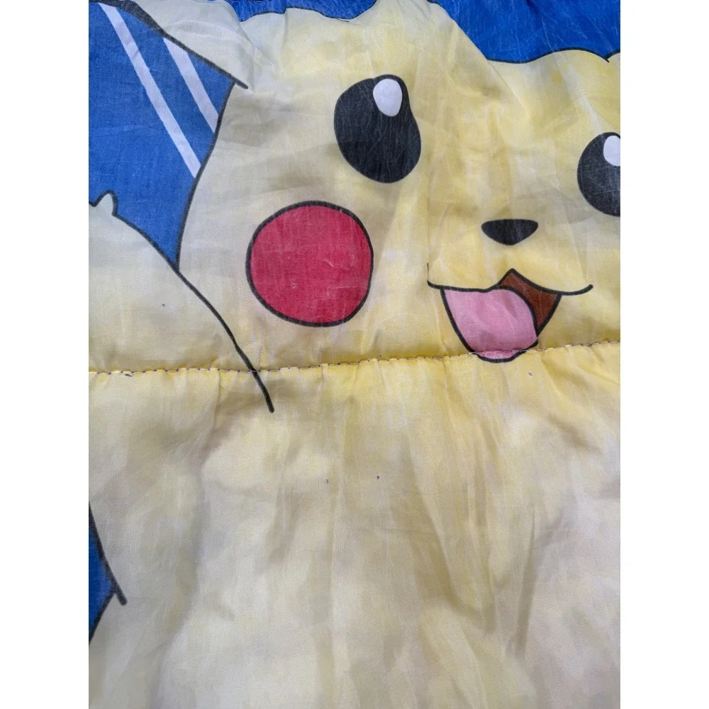 Vintage 1999 Nintendo Pokemon Kids Sleeping Bag Pikachu Ash Ketchum Blue Zip